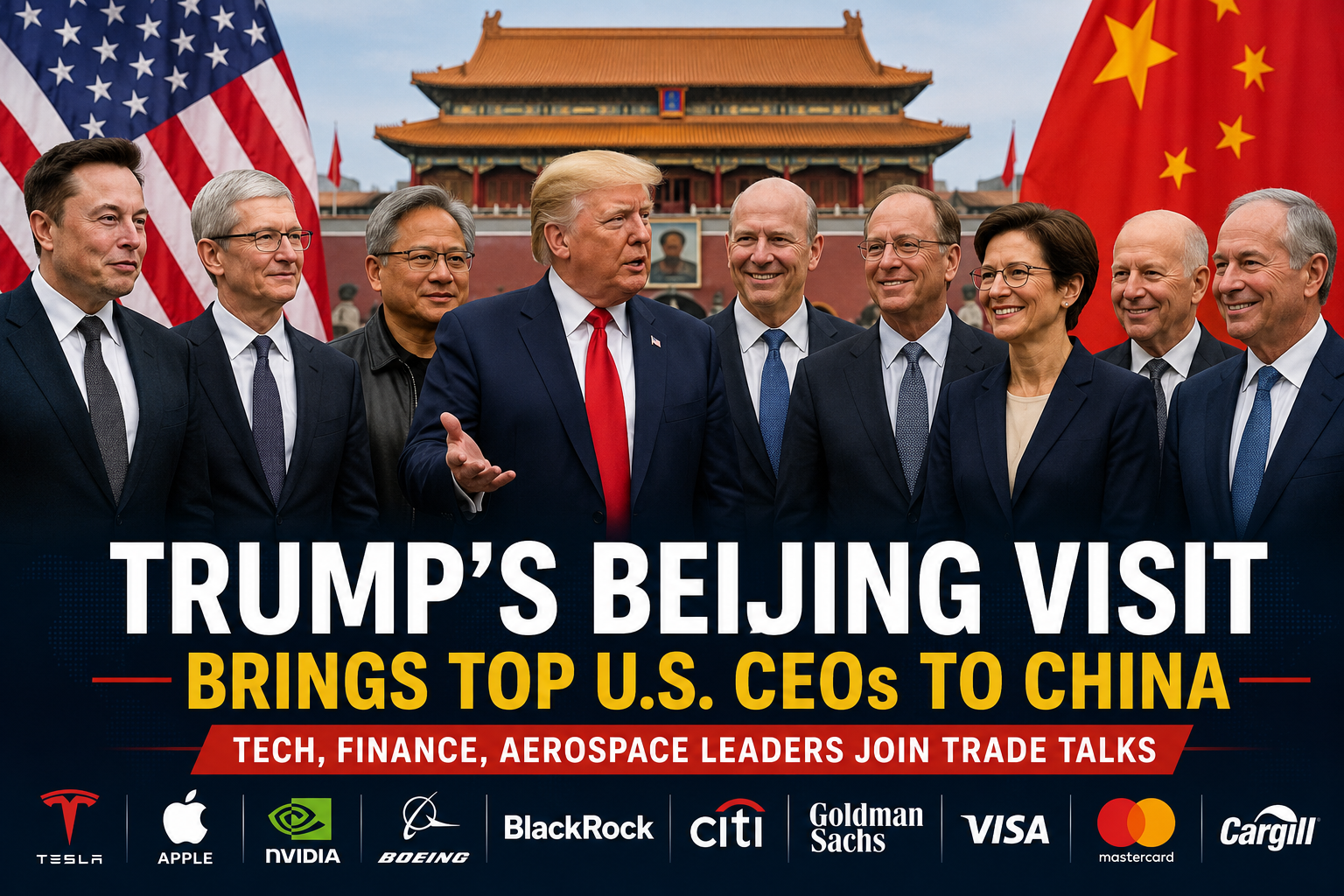 Trump’s Beijing Visit Brings Top U.S. CEOs to China Amid Trade, Tech Talks