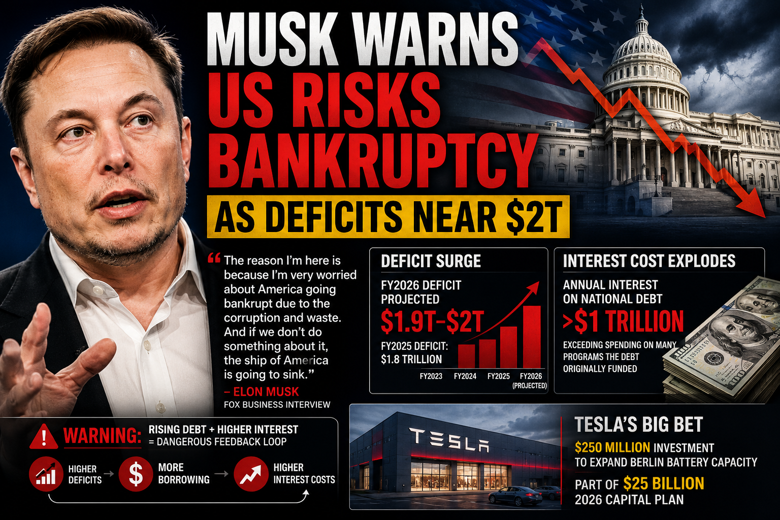 Elon Musk Warns US Risks ‘Bankruptcy’ as Deficits Near $2 Trillion
