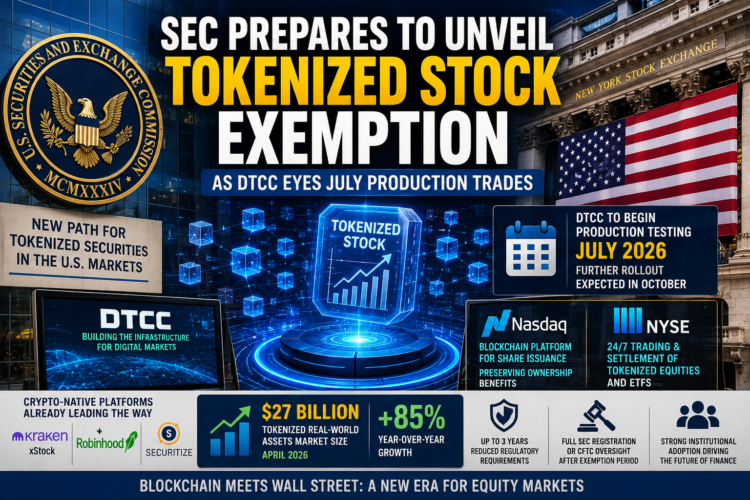 SEC Prepares Tokenized Stock Exemption as DTCC Targets July Blockchain Trading Launch