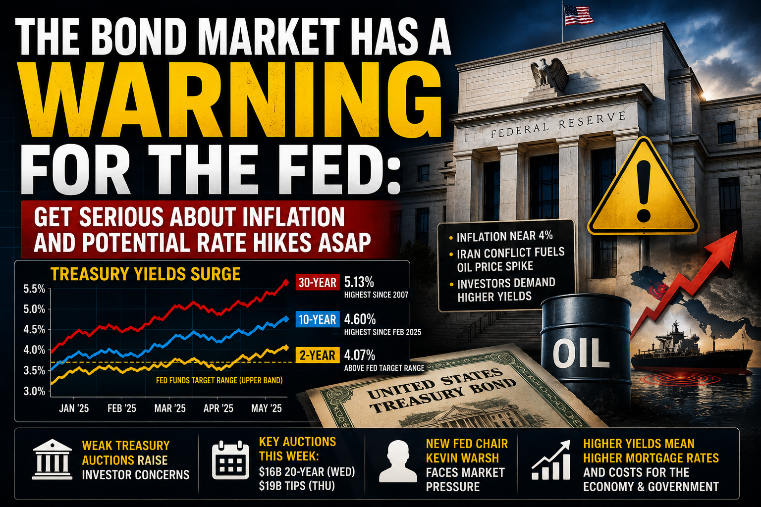 Bond Market Warns Fed to Get Tougher on Inflation as Treasury Yields Surge