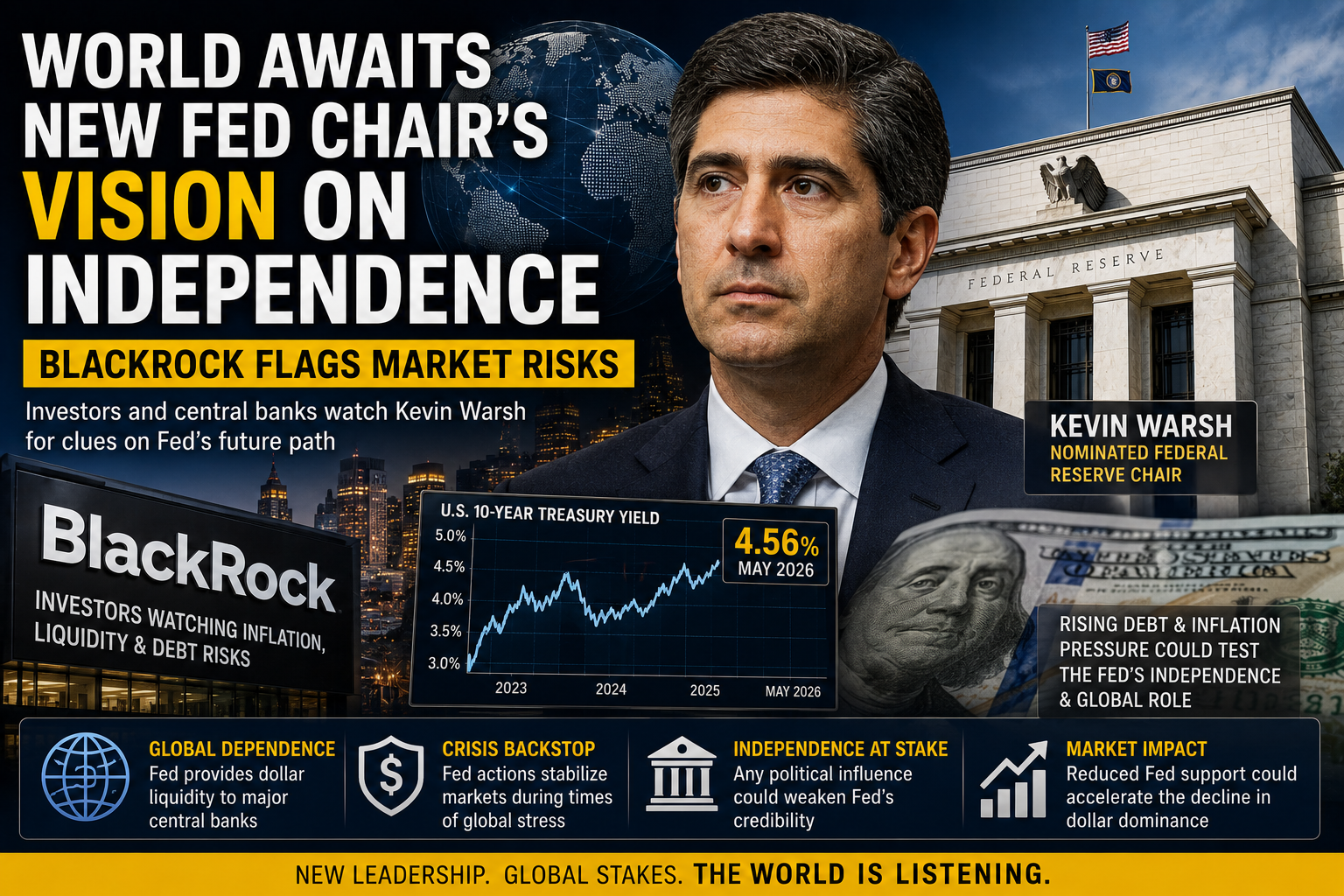 World Awaits New Fed Chair’s Vision on Independence Amid BlackRock Market Concerns