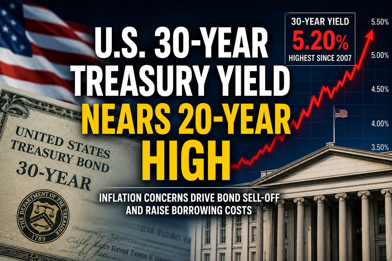 U.S. 30-Year Treasury Yield Nears 20-Year High as Inflation Concerns Rise